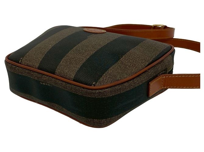 Fendi Schultertasche aus Leder mit Pequin FF Logo Muster Braun Schwarz Khaki - Ansicht 8