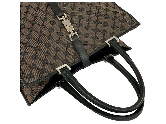 Borsa Jackie in pelle GUCCI Marrone Nero - vista 4