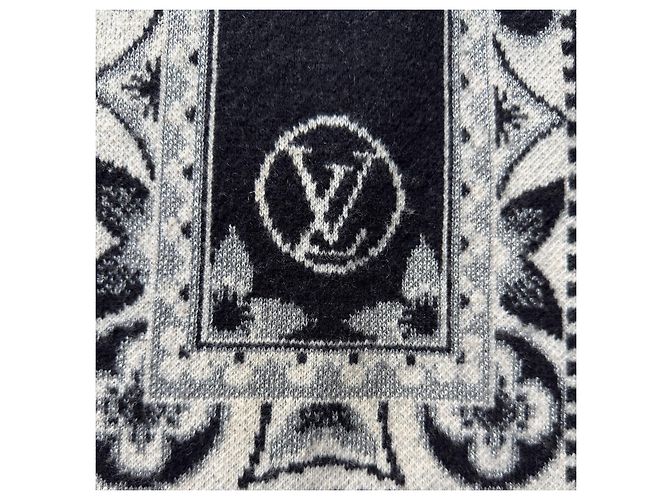 Louis Vuitton Monogram Schal Schwarz und Weiß Grau - Ansicht 5