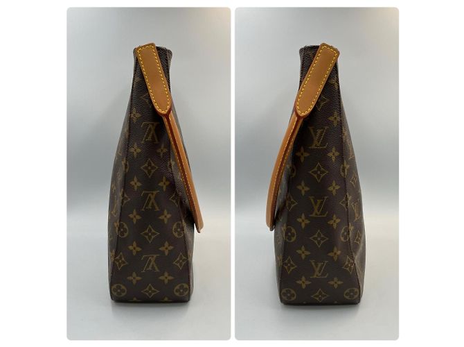 Borsa Tote Louis Vuitton Looping GM Marrone Monogramma - vista 3
