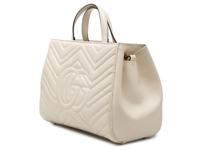 Borsa Gucci GG Marmont in pelle bianca Bianco - vista 2