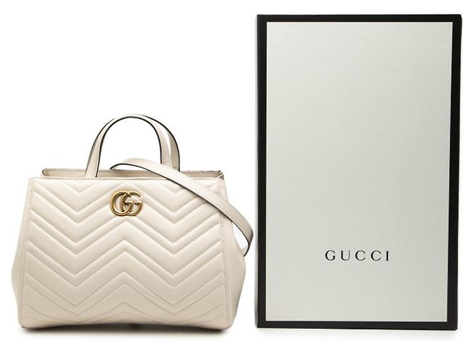 Borsa Gucci GG Marmont in pelle bianca Bianco - vista 7