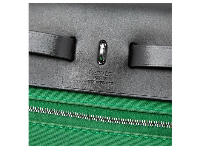 Hermès Herbag Zip 31 in tela militare verde e pelle vachette Hunter - vista 5