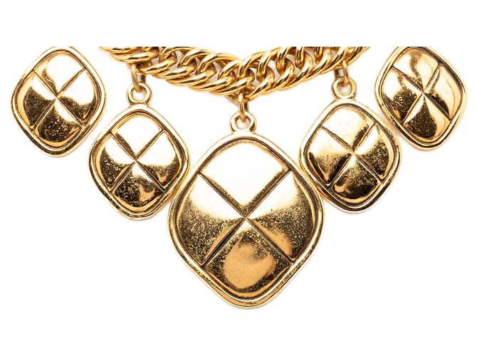 Chanel Gold Gold Plated Quilted Diamond Charms Halskette Golden - Ansicht 2
