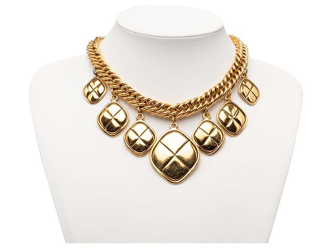Chanel Gold Gold Plated Quilted Diamond Charms Halskette Golden - Ansicht 6
