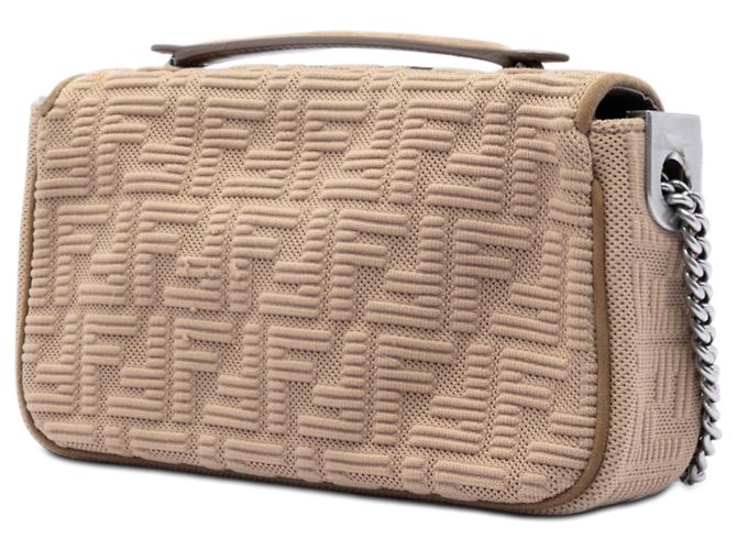 Fendi Beige Zucca Präge-Technik-Stoff Chain Midi Baguette Tasche - Ansicht 2