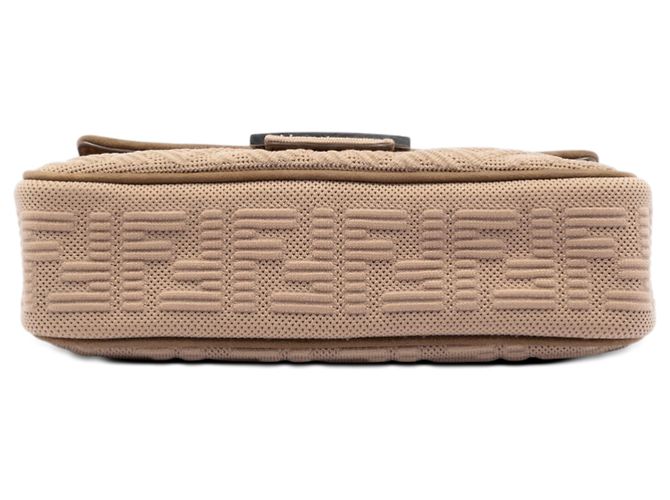 Fendi Beige Zucca Präge-Technik-Stoff Chain Midi Baguette Tasche - Ansicht 3
