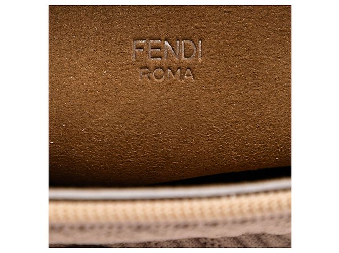 Fendi Beige Zucca Präge-Technik-Stoff Chain Midi Baguette Tasche - Ansicht 5