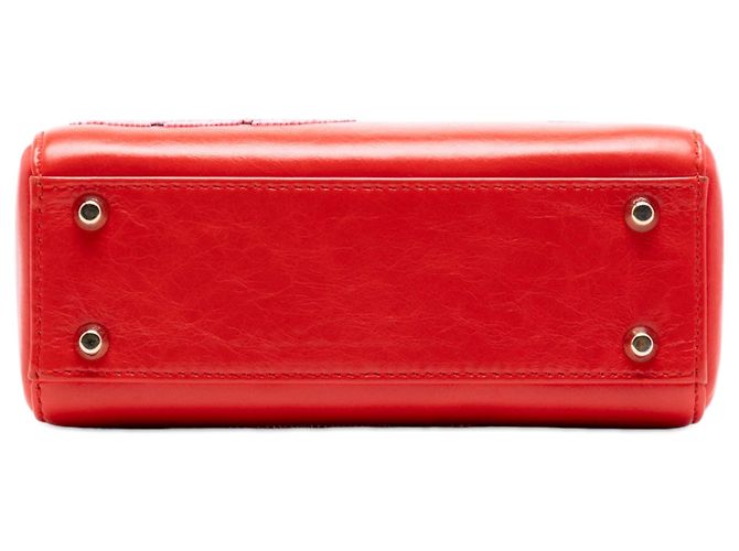 Lady Dior mini in pelle di vitello con perline rossa Rosso - vista 3