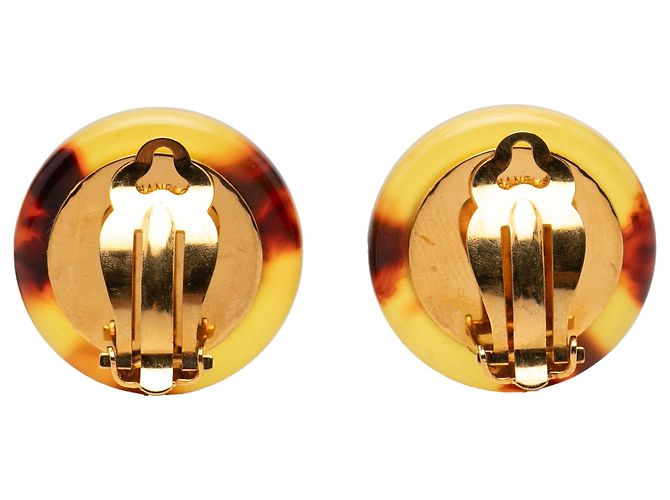 Orecchini a clip Chanel Gold placcati oro e tartaruga D'oro - vista 2