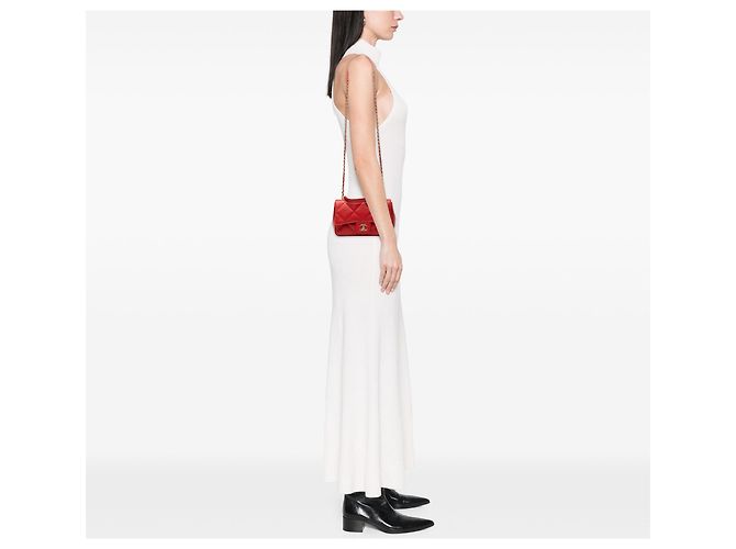 Chanel Red Small Lambskin Easy Carry Flap Rosso - vista 8