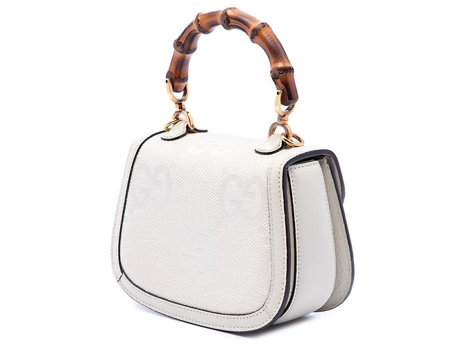 Bolso Gucci Beige Mini Jumbo GG Canvas 1947 Web Bamboo Top Handle - vista 2