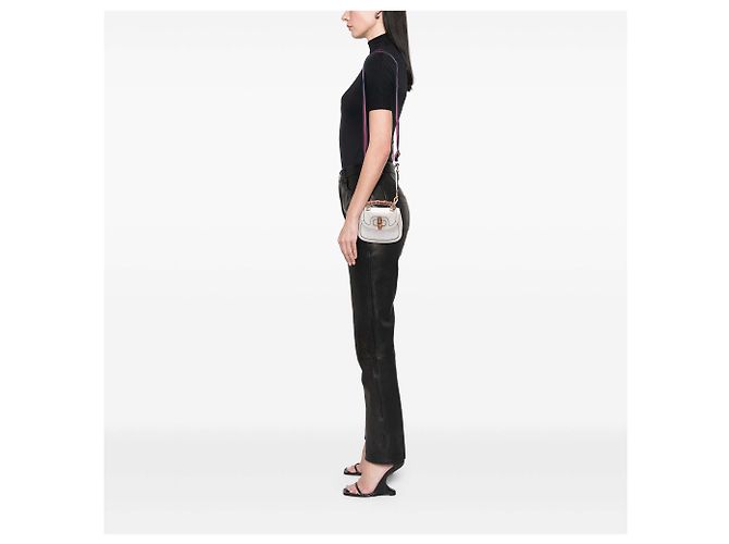 Bolso Gucci Beige Mini Jumbo GG Canvas 1947 Web Bamboo Top Handle - vista 5