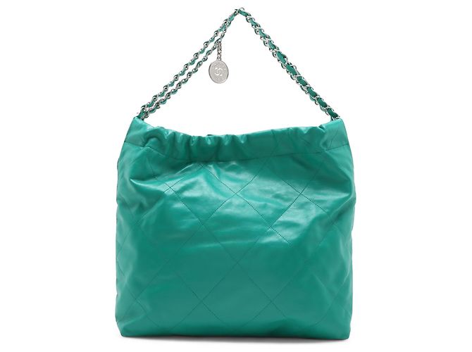 Chanel 22 Handtasche aus gestepptem glänzendem Kalbsleder Grün Medium Hellgrün - Ansicht 2