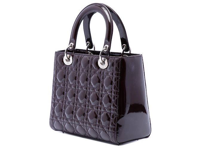 Lady Dior Cannage in vernice viola, misura Medium Porpora - vista 2