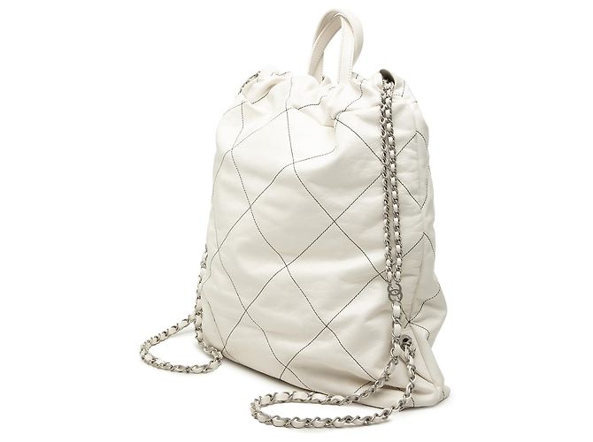 Zaino Chanel 22 in pelle di vitello lucida trapuntata bianca Large Bianco - vista 2