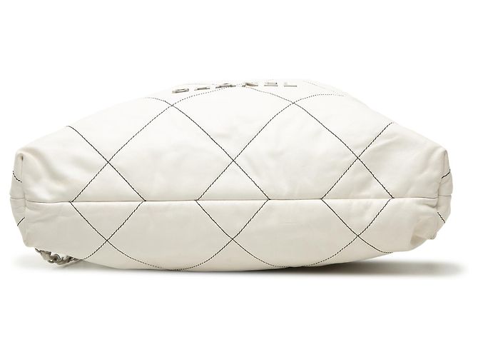 Zaino Chanel 22 in pelle di vitello lucida trapuntata bianca Large Bianco - vista 3