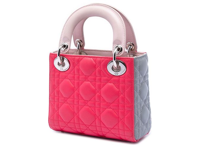 Lady Dior Mini Cannage aus dreifarbigem rosa Lammleder Dior Pink - Ansicht 2