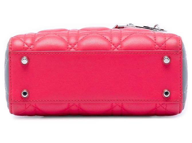 Lady Dior Mini Cannage aus dreifarbigem rosa Lammleder Dior Pink - Ansicht 3