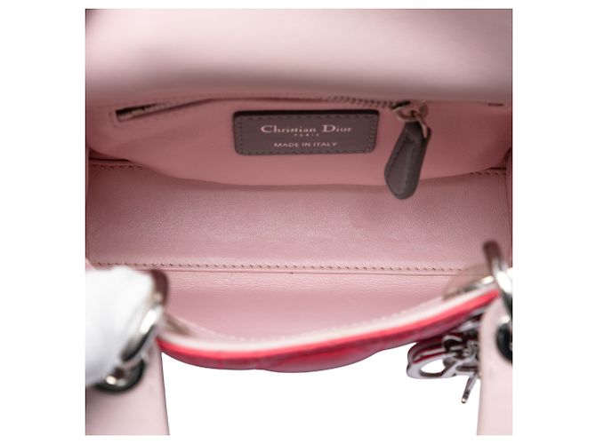 Lady Dior Mini Cannage aus dreifarbigem rosa Lammleder Dior Pink - Ansicht 4