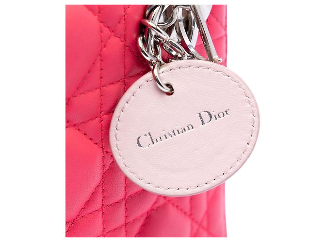 Lady Dior Mini Cannage aus dreifarbigem rosa Lammleder Dior Pink - Ansicht 5