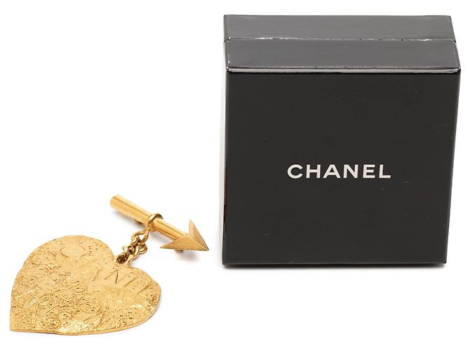 Spilla Chanel Gold Gold Plated Cambon Paris Arrow Heart Swing D'oro - vista 4