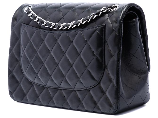 Chanel Black Jumbo Classic Lambskin Double Flap Nero - vista 2