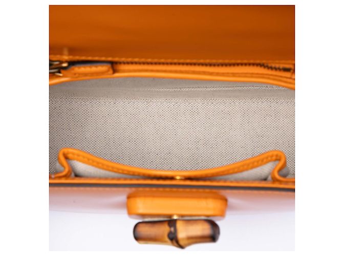 Borsa Gucci Orange Small Calfskin Web Bamboo 1947 in pelle di vitello Arancione - vista 4
