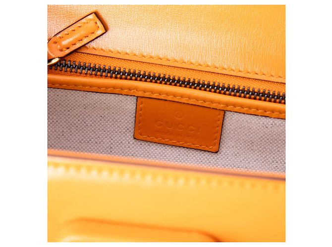 Borsa Gucci Orange Small Calfskin Web Bamboo 1947 in pelle di vitello Arancione - vista 5