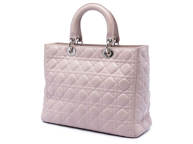 Lady Dior in agnello cannage rosa, grande - vue 2
