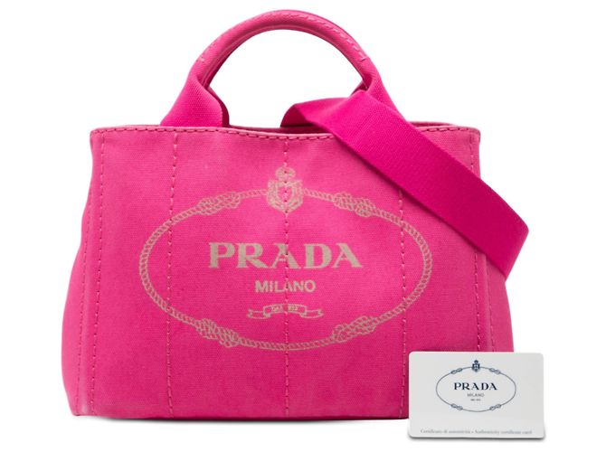 Prada Pink Small Canvas Canapa Logo Satchel - view 7