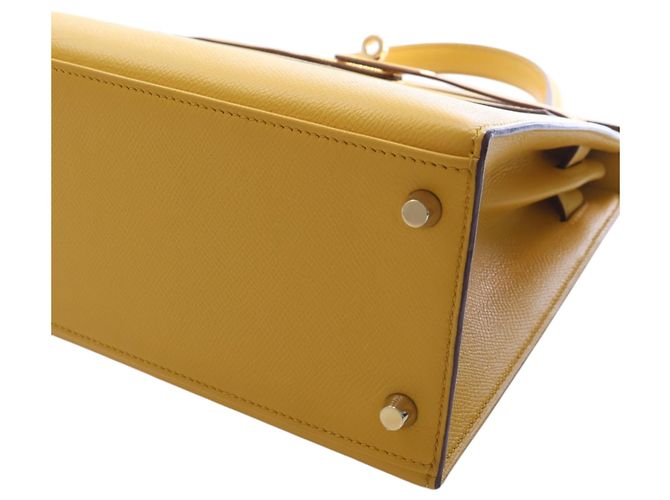 Hermès Kelly II Sellier 28 in pelle Epsom gialla Giallo Senape - vista 10