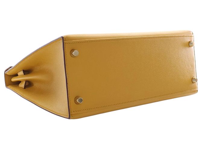 Hermès Kelly II Sellier 28 in pelle Epsom gialla Giallo Senape - vista 11