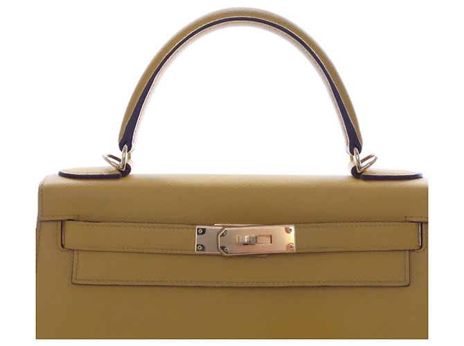 Hermès Kelly II Sellier 28 in pelle Epsom gialla Giallo Senape - vista 13