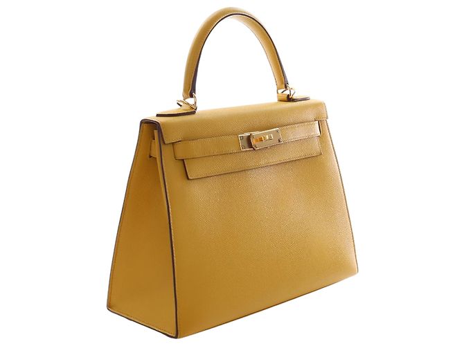 Hermès Kelly II Sellier 28 in pelle Epsom gialla Giallo Senape - vista 2