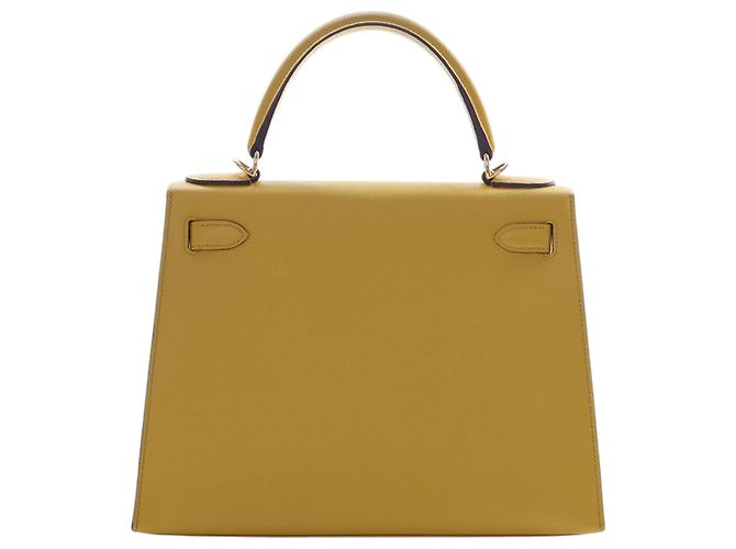 Hermès Kelly II Sellier 28 in pelle Epsom gialla Giallo Senape - vista 4