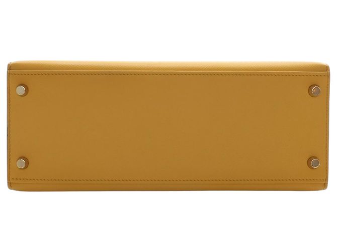 Hermès Kelly II Sellier 28 in pelle Epsom gialla Giallo Senape - vista 5
