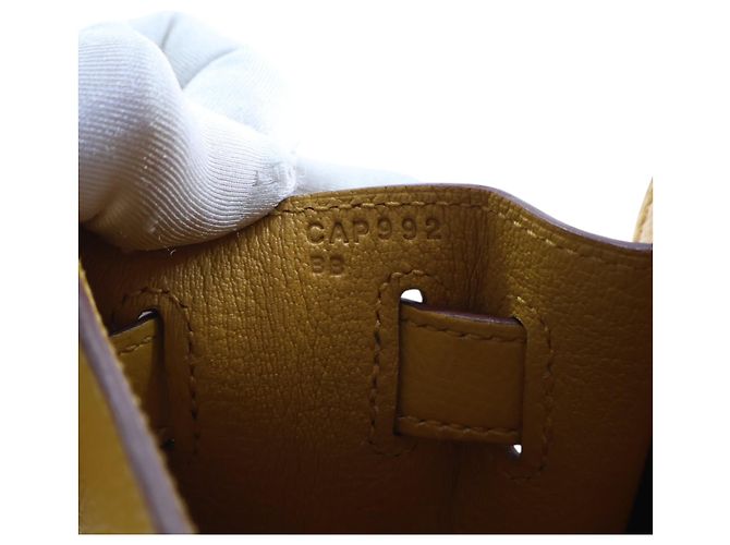 Hermès Kelly II Sellier 28 in pelle Epsom gialla Giallo Senape - vista 7