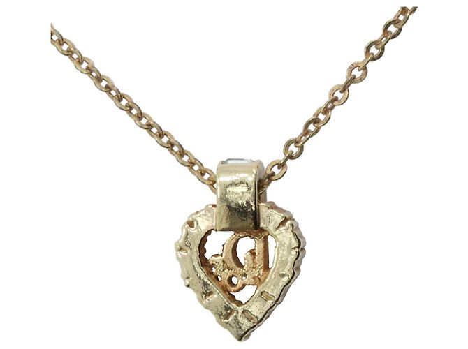 Collana con pendente a cuore in strass placcato oro Dior Gold D'oro - vista 2