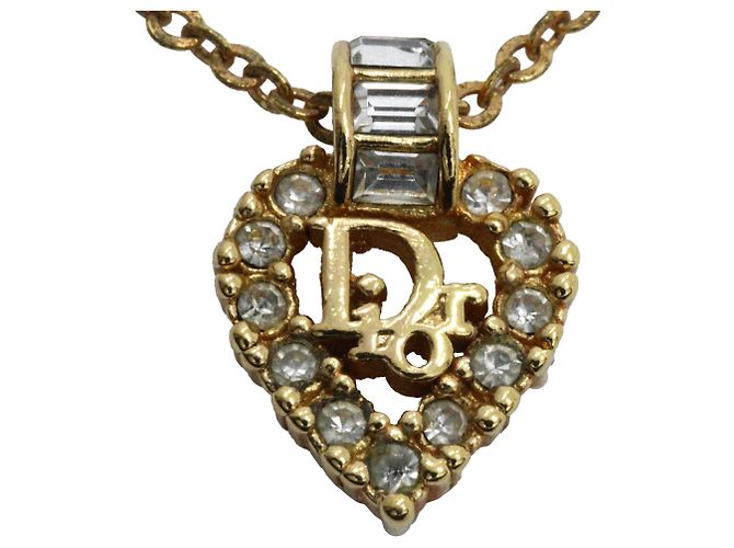 Collana con pendente a cuore in strass placcato oro Dior Gold D'oro - vista 3