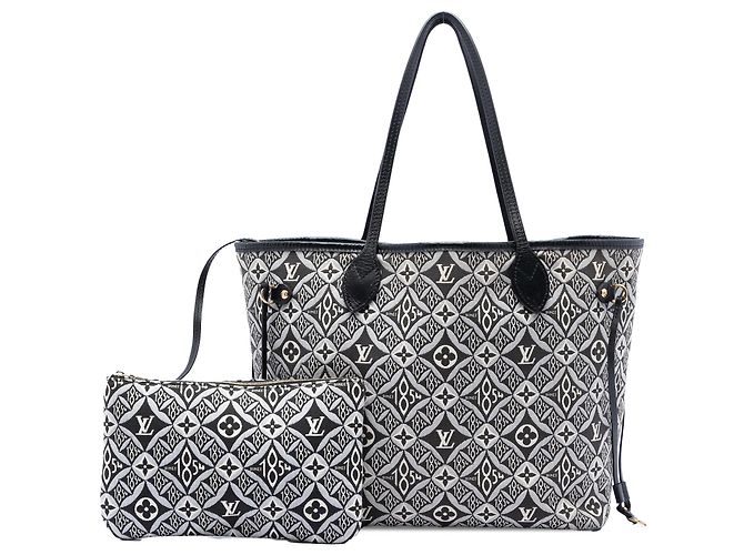 Louis Vuitton Black Monogram Jacquard Since 1854 Neverfull MM Nero - vista 5