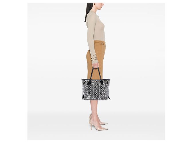 Louis Vuitton Black Monogram Jacquard Since 1854 Neverfull MM Nero - vista 6