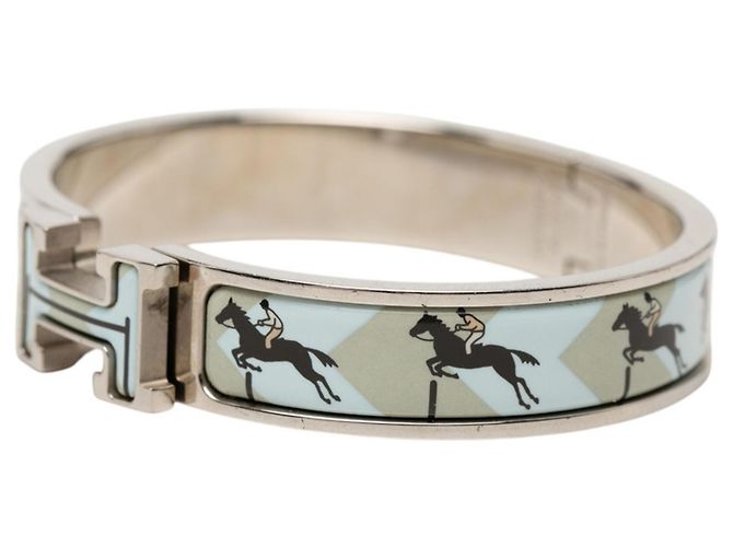 Pulsera Hermès Clic Clac PM H Plata Azul Beige - vista 2