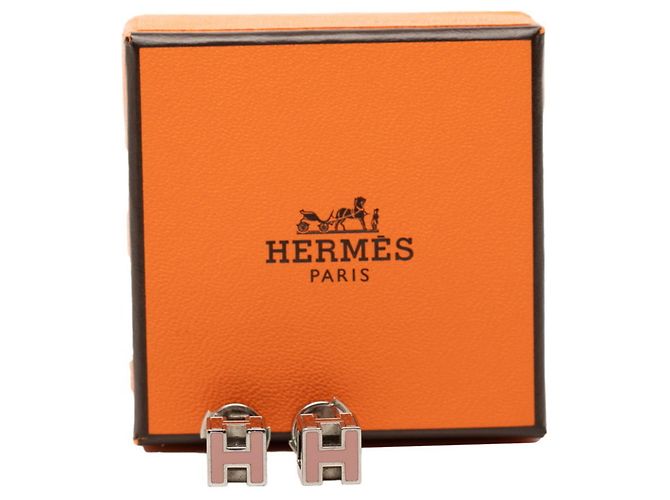 Orecchini Hermès Argentati Rosa Metallo Argento - vista 6
