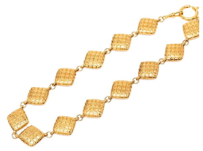 Collana Choker Chanel Diamond Motif Rhombus Bean D'oro - vista 2