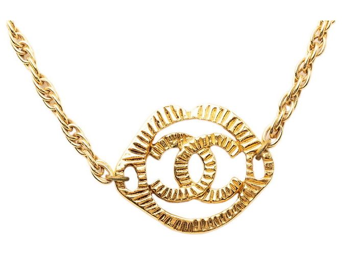 Collana con pendente a catena vintage Chanel Coco Mark D'oro - vista 2