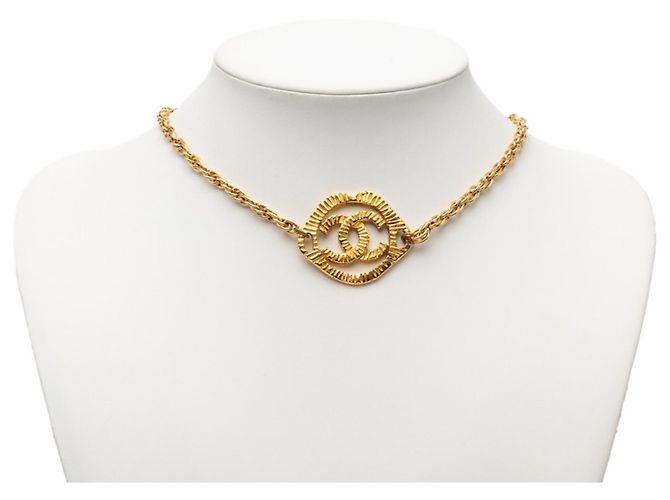 Collana con pendente a catena vintage Chanel Coco Mark D'oro - vista 8