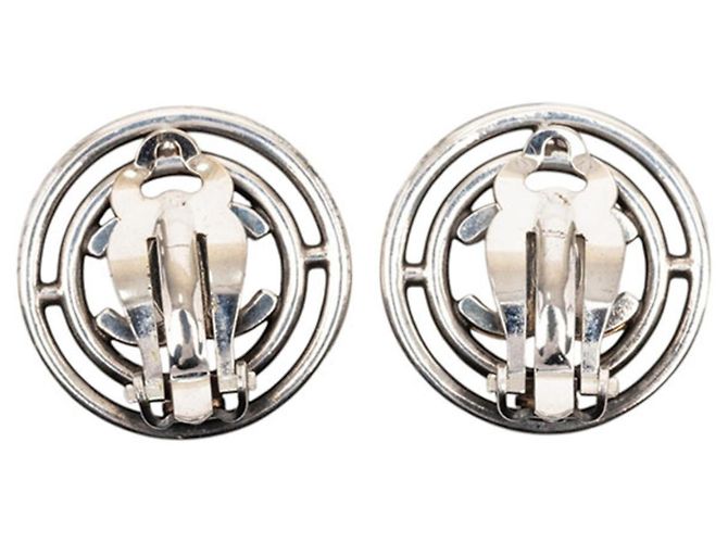 Orecchini tondi vintage Chanel Coco Mark Argento D'oro - vista 2