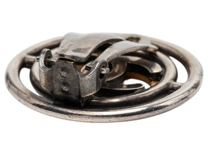 Orecchini tondi vintage Chanel Coco Mark Argento D'oro - vista 3