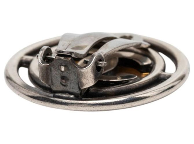 Orecchini tondi vintage Chanel Coco Mark Argento D'oro - vista 4
